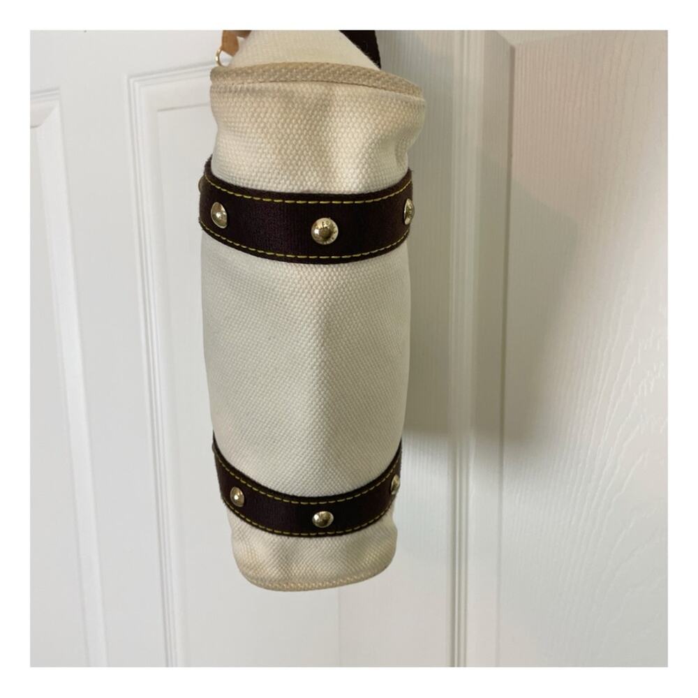 Louis Vuitton Antigua Cabás MM Canvas Tote Bag Cream Brown Trim Brass Rivets - Picture 7 of 12